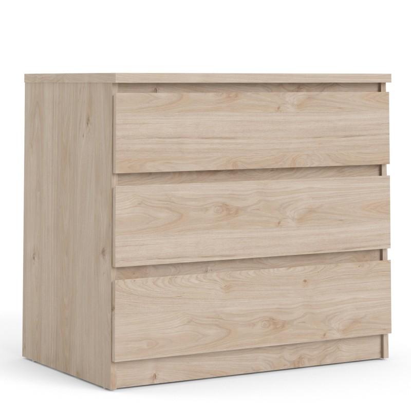 FTG Chest Of Drawers CLEARANCE Naia Chest of 3 Drawers in Jackson Hickory Oak Bed Kings
