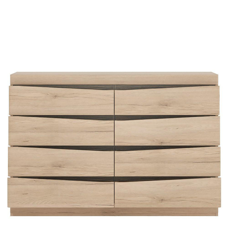 FTG Chest Of Drawers Kensington 4 + 4 Wide Chest of Drawers Oak Bed Kings