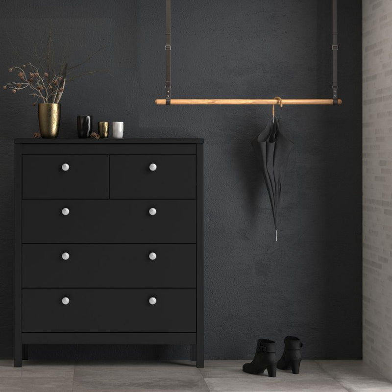 FTG Chest Of Drawers Madrid Chest 3+2 Drawers In Matt Black Bed Kings