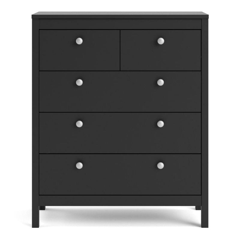 FTG Chest Of Drawers Madrid Chest 3+2 Drawers In Matt Black Bed Kings