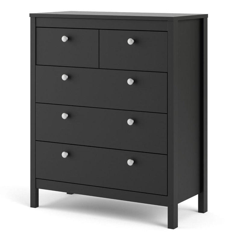 FTG Chest Of Drawers Madrid Chest 3+2 Drawers In Matt Black Bed Kings