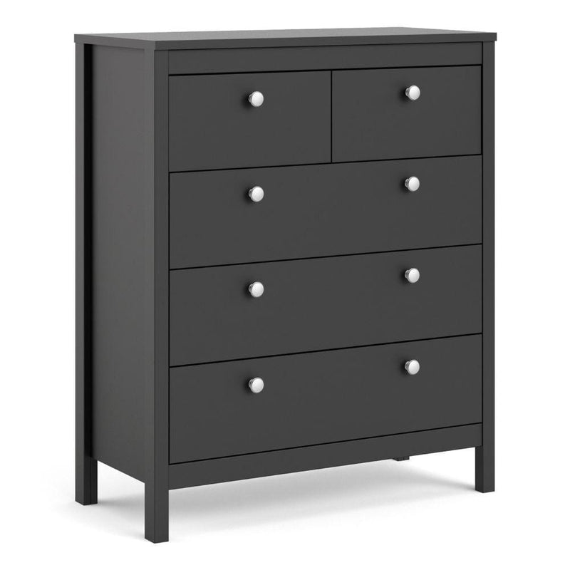 FTG Chest Of Drawers Madrid Chest 3+2 Drawers In Matt Black Bed Kings