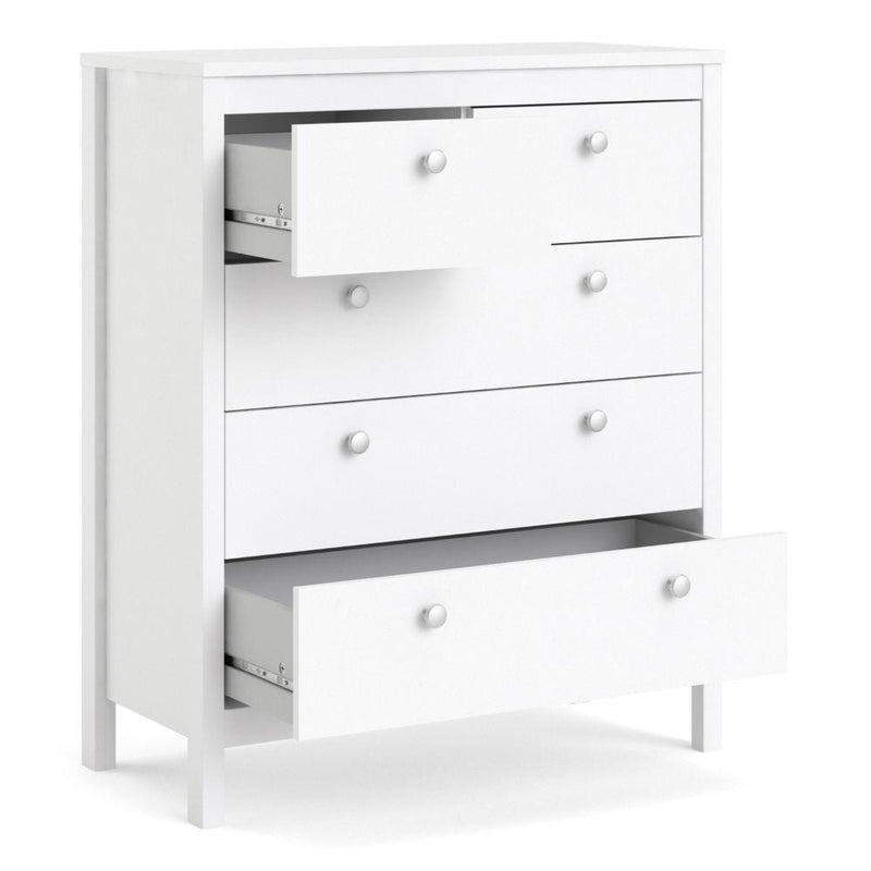FTG Chest Of Drawers Madrid Chest 3+2 Drawers In White Bed Kings