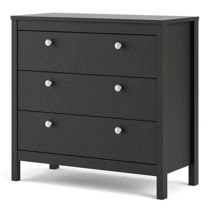 FTG Chest Of Drawers Madrid Chest 3 Drawers In Matt Black Bed Kings