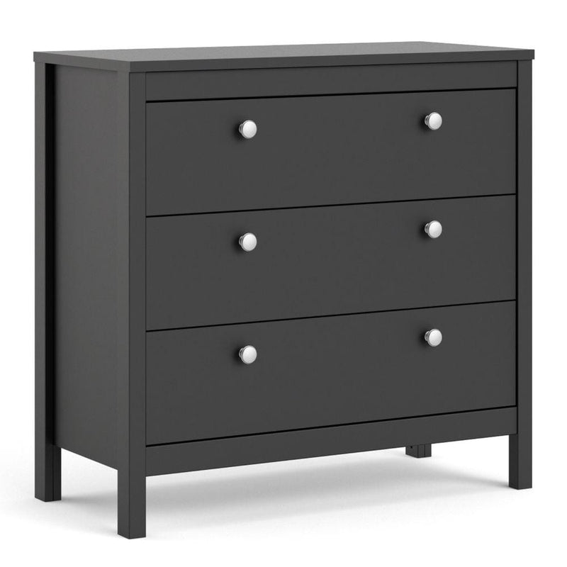 FTG Chest Of Drawers Madrid Chest 3 Drawers In Matt Black Bed Kings