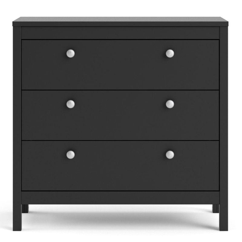 FTG Chest Of Drawers Madrid Chest 3 Drawers In Matt Black Bed Kings