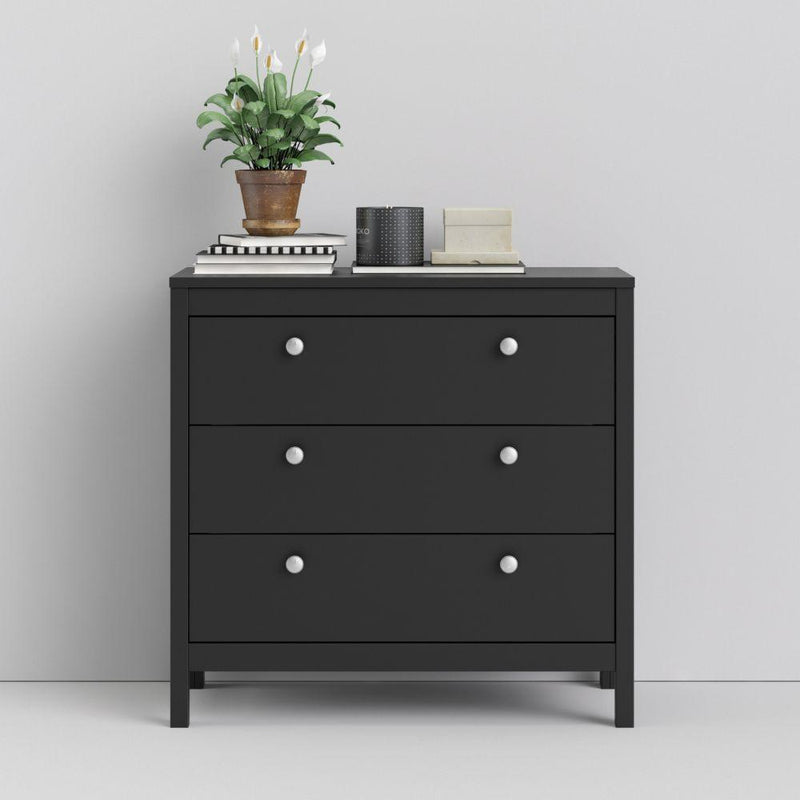 FTG Chest Of Drawers Madrid Chest 3 Drawers In Matt Black Bed Kings