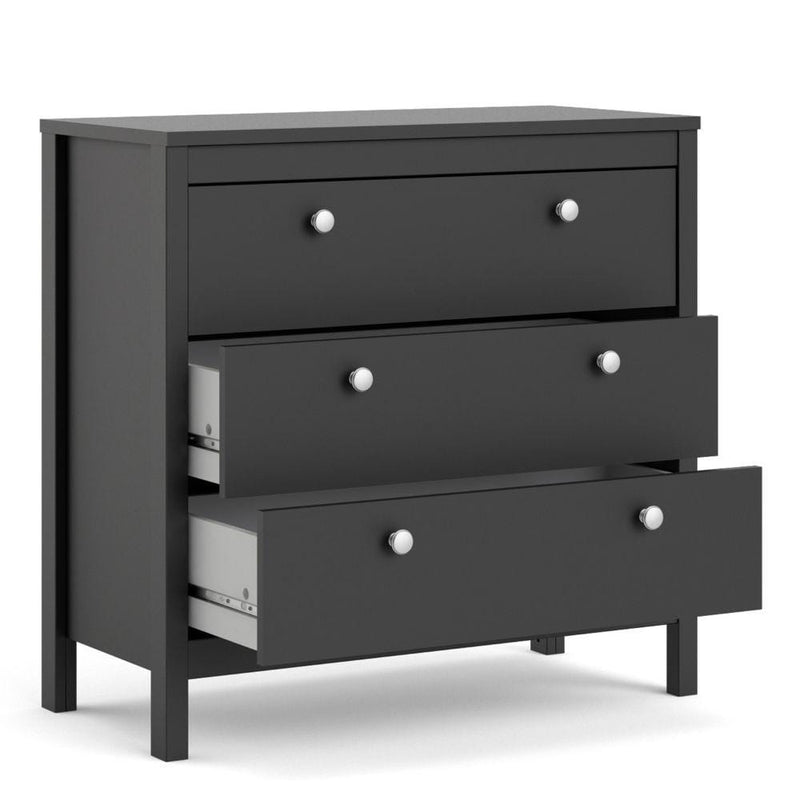 FTG Chest Of Drawers Madrid Chest 3 Drawers In Matt Black Bed Kings