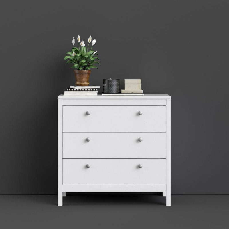 FTG Chest Of Drawers Madrid Chest 3 Drawers In White Bed Kings