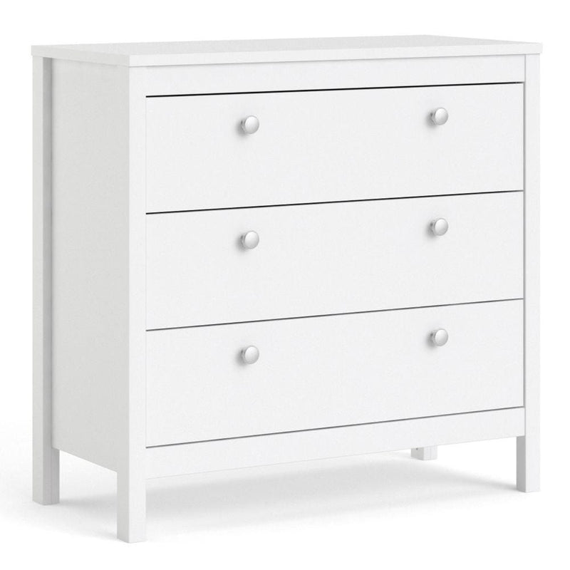 FTG Chest Of Drawers Madrid Chest 3 Drawers In White Bed Kings