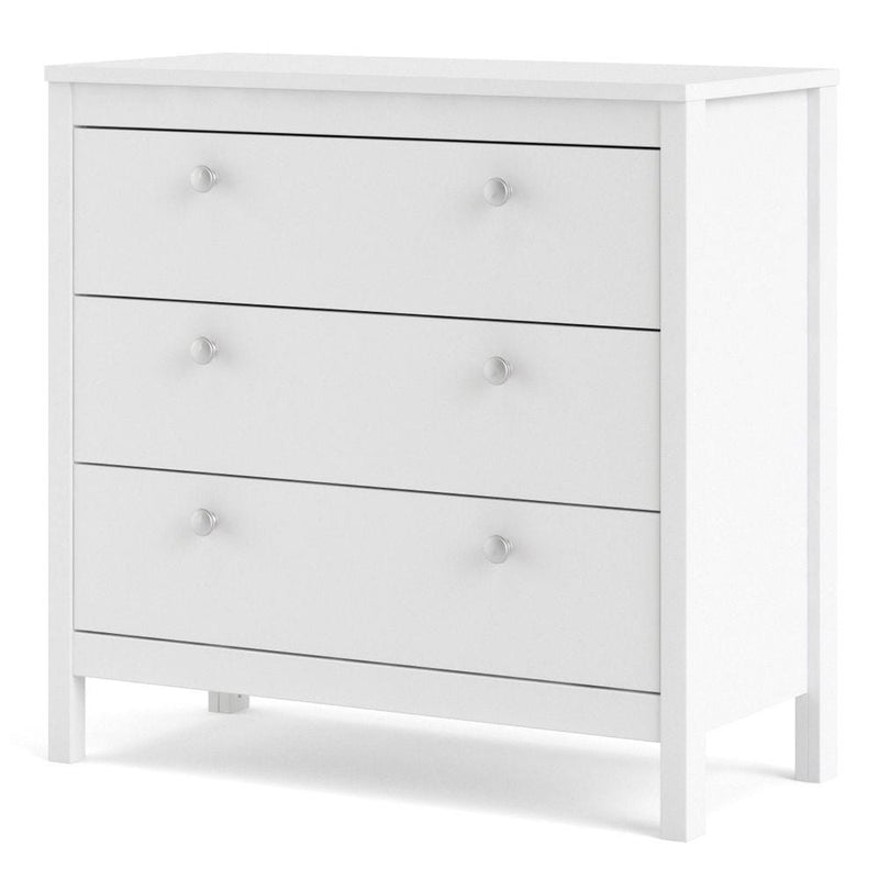 FTG Chest Of Drawers Madrid Chest 3 Drawers In White Bed Kings