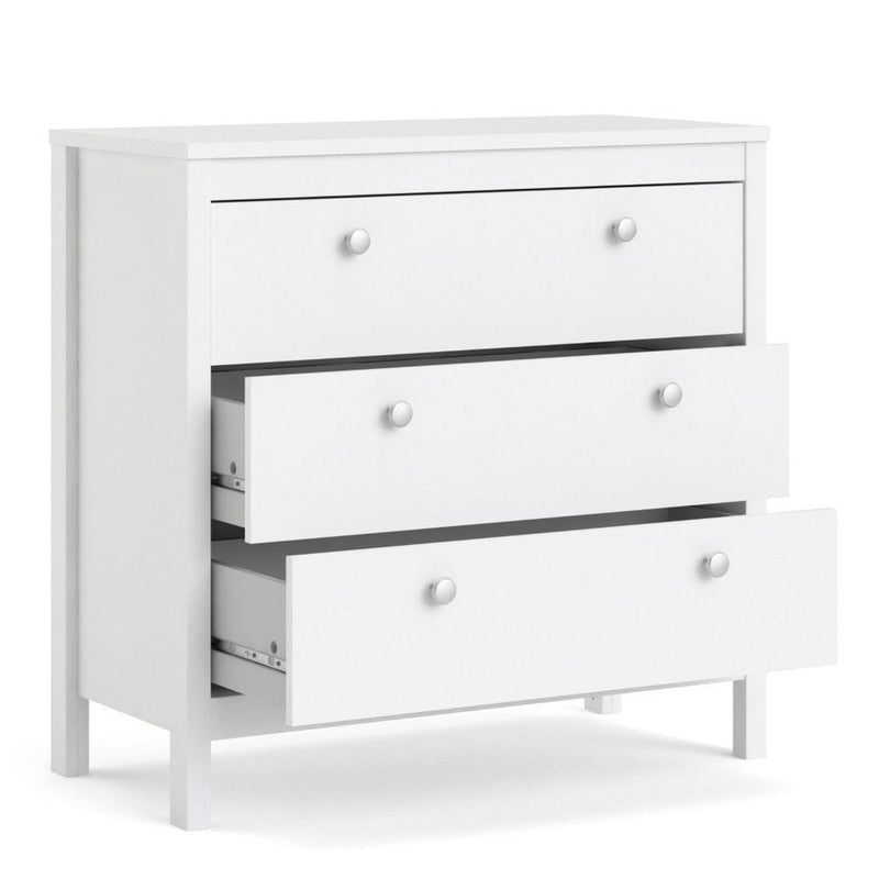 FTG Chest Of Drawers Madrid Chest 3 Drawers In White Bed Kings