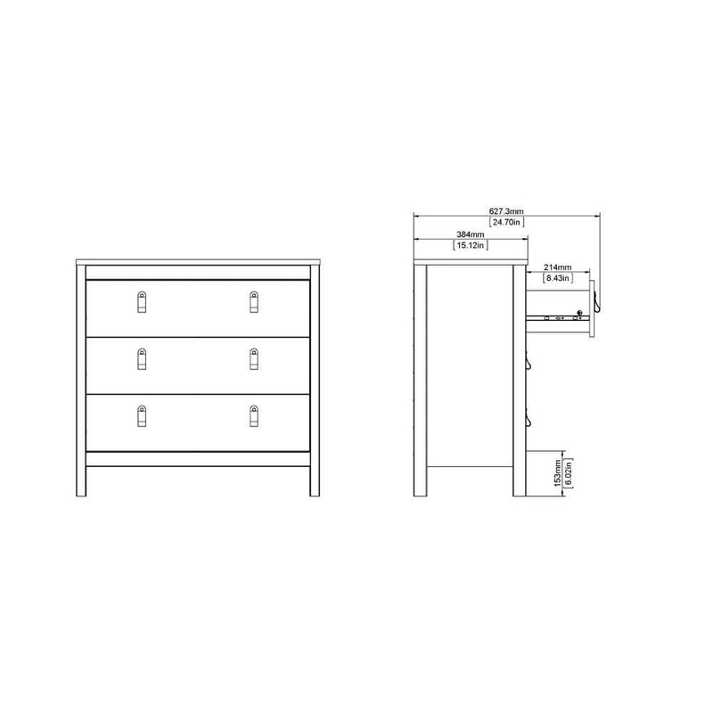 FTG Chest Of Drawers Madrid Chest 3 Drawers In White Bed Kings