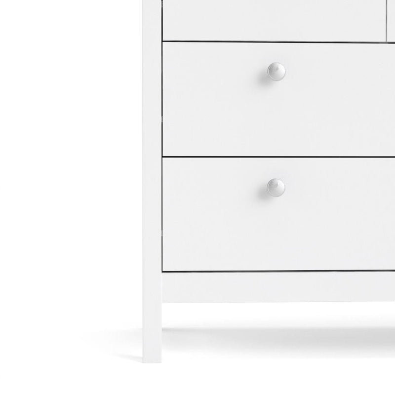 FTG Chest Of Drawers Madrid Double Dresser 4+4 Drawers In White Bed Kings
