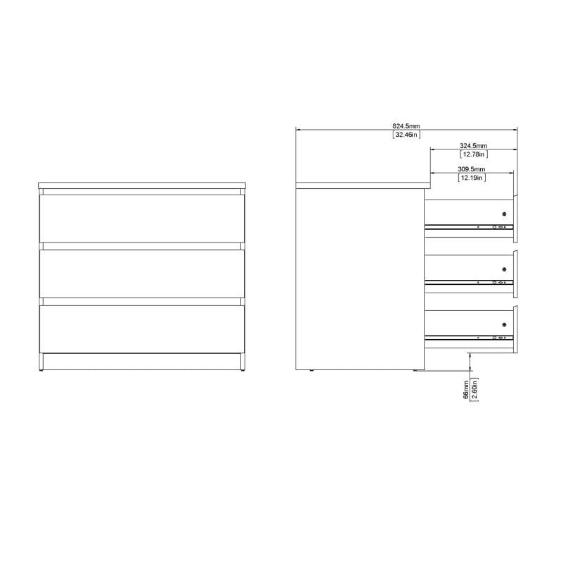 FTG Chest Of Drawers Naia Chest of 3 Drawers in Jackson Hickory Oak Bed Kings