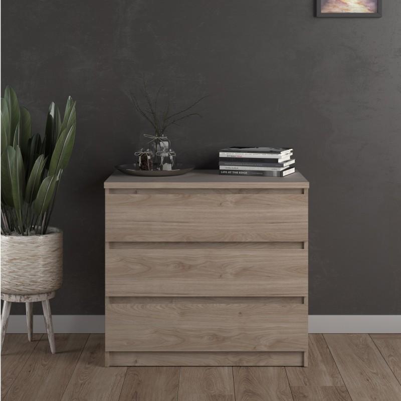 FTG Chest Of Drawers Naia Chest of 3 Drawers in Jackson Hickory Oak Bed Kings