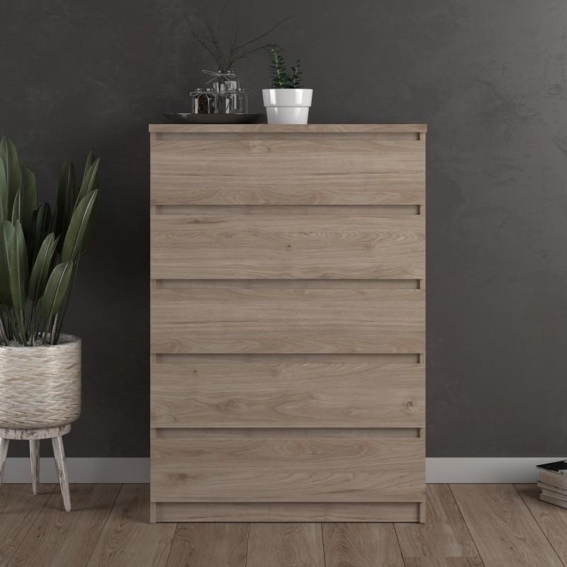 FTG Chest Of Drawers Naia Chest of 5 Drawers in Jackson Hickory Oak Bed Kings