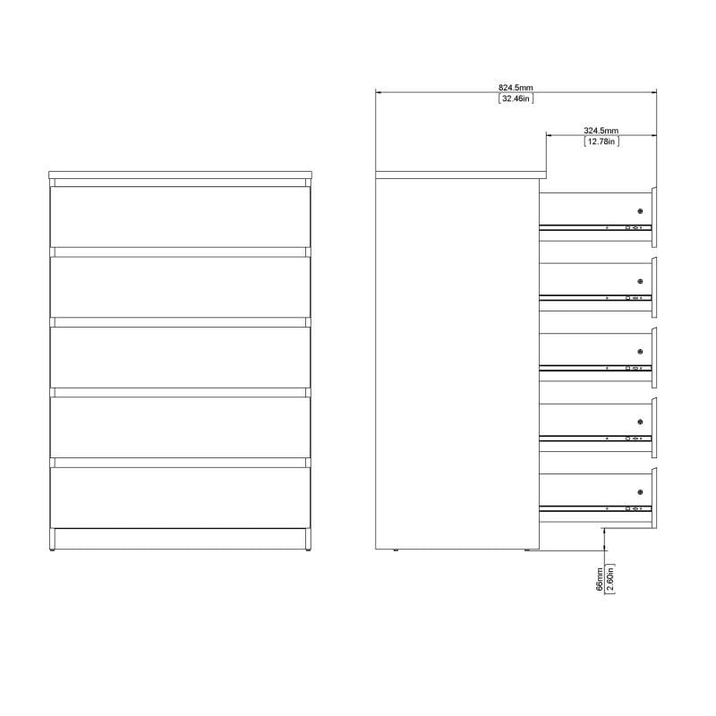 FTG Chest Of Drawers Naia Chest of 5 Drawers in Jackson Hickory Oak Bed Kings
