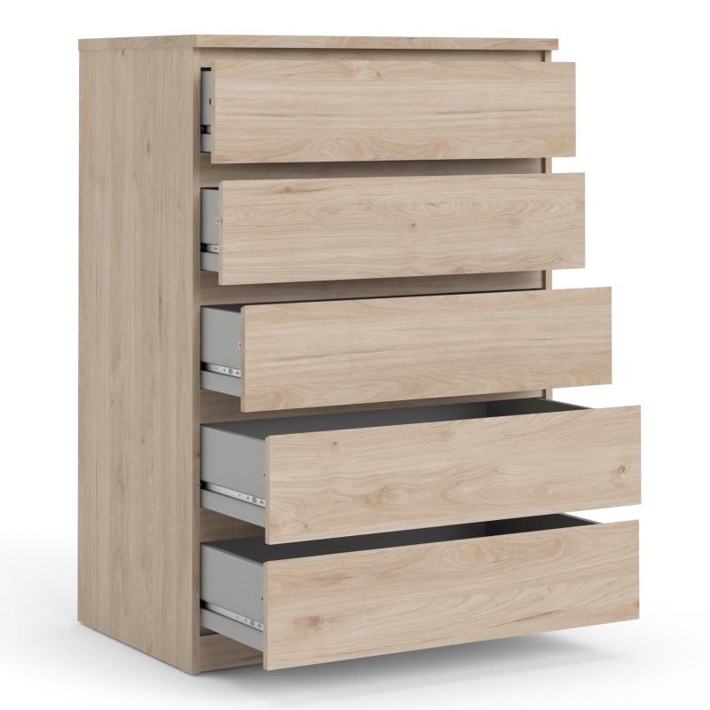 FTG Chest Of Drawers Naia Chest of 5 Drawers in Jackson Hickory Oak Bed Kings