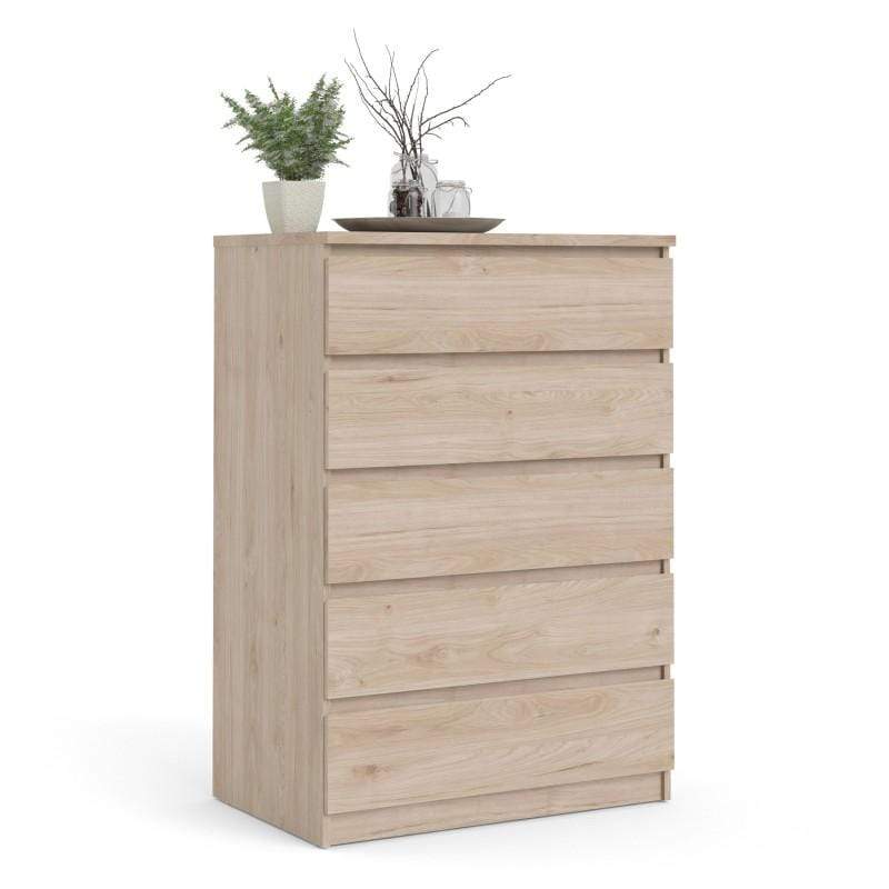 FTG Chest Of Drawers Naia Chest of 5 Drawers in Jackson Hickory Oak Bed Kings