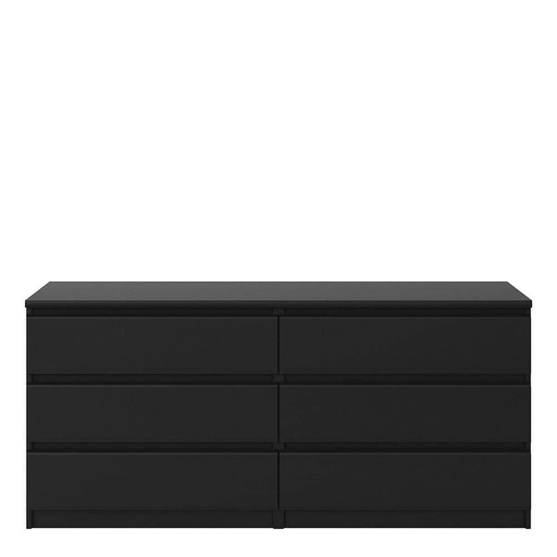 FTG Chest Of Drawers Naia Wide Chest of 6 Drawers (3+3) in Black Matt Bed Kings