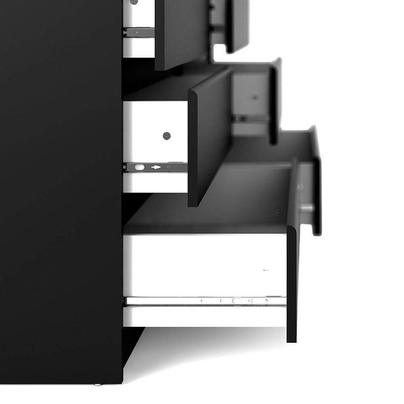 FTG Chest Of Drawers Naia Wide Chest of 6 Drawers (3+3) in Black Matt Bed Kings