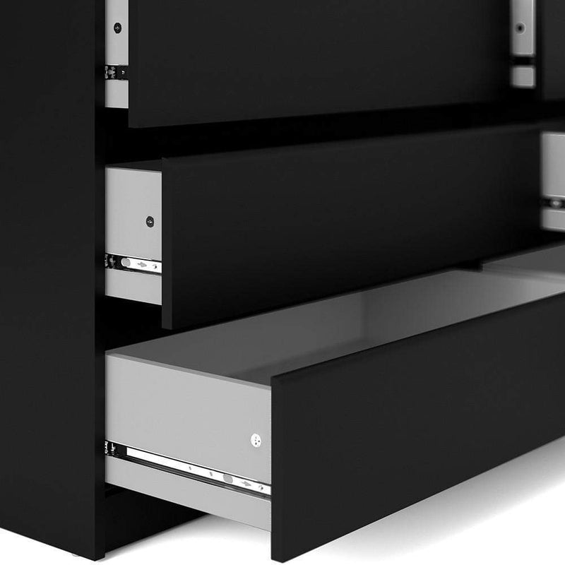 FTG Chest Of Drawers Naia Wide Chest of 6 Drawers (3+3) in Black Matt Bed Kings