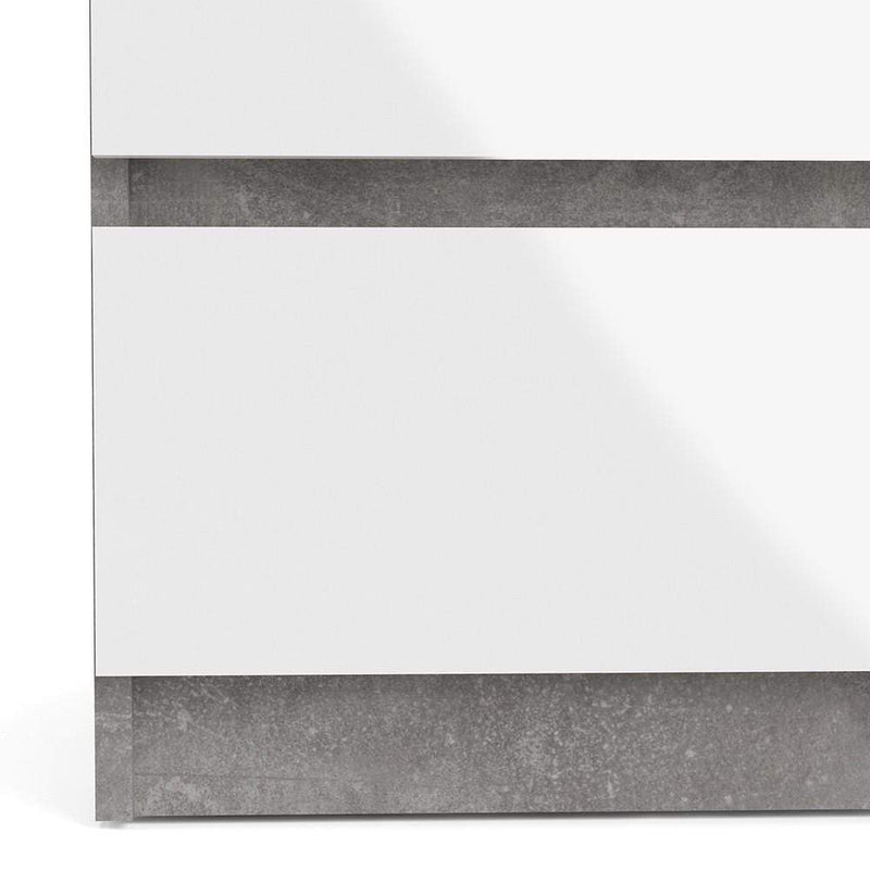 FTG Chest Of Drawers Naia Wide Chest of 6 Drawers (3+3) in Concrete and White High Gloss Bed Kings