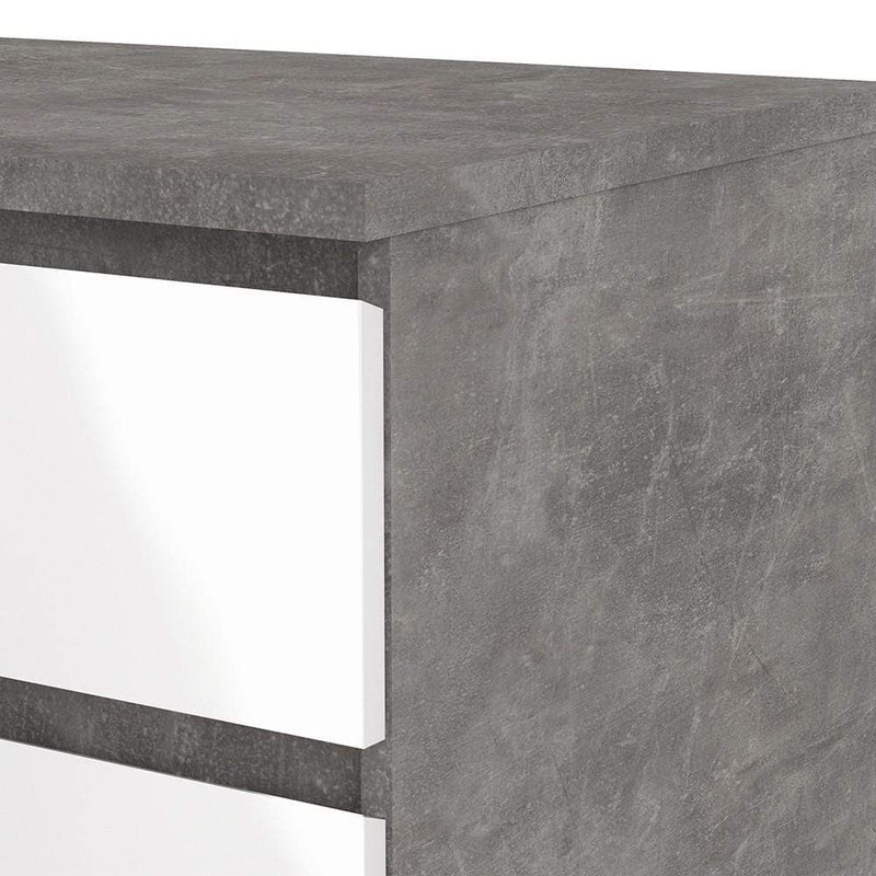 FTG Chest Of Drawers Naia Wide Chest of 6 Drawers (3+3) in Concrete and White High Gloss Bed Kings