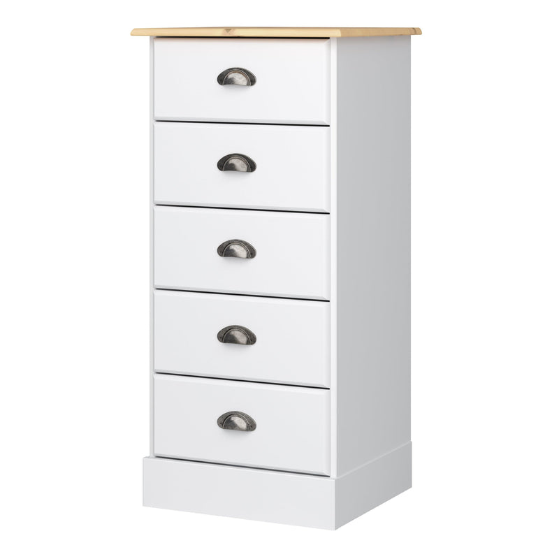 FTG Chest Of Drawers Nola 5 Drawer Chest White & Pine Bed Kings
