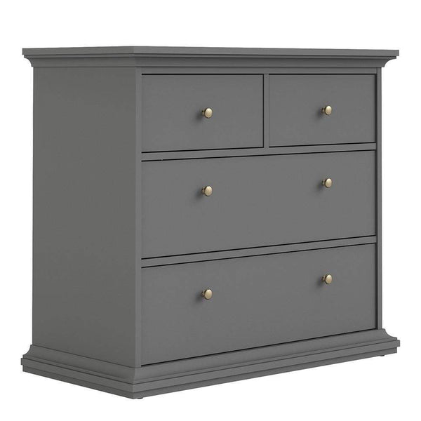 FTG Chest Of Drawers Paris Chest of 4 Drawers in Matt Grey Bed Kings