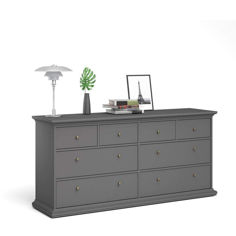 FTG Chest Of Drawers Paris Chest of 8 Drawers in Matt Grey Bed Kings