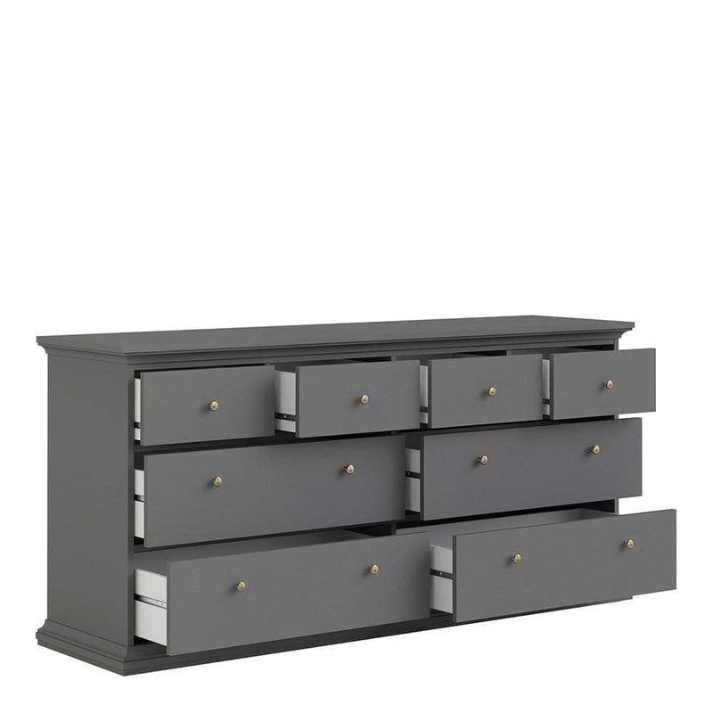 FTG Chest Of Drawers Paris Chest of 8 Drawers in Matt Grey Bed Kings