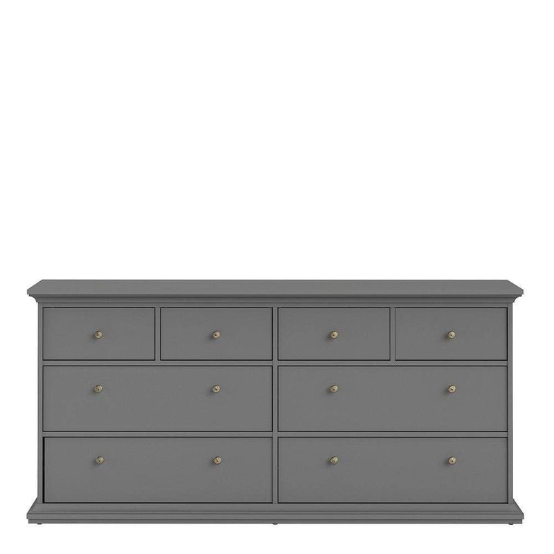 FTG Chest Of Drawers Paris Chest of 8 Drawers in Matt Grey Bed Kings