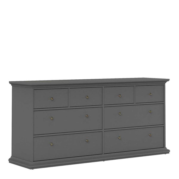 FTG Chest Of Drawers Paris Chest of 8 Drawers in Matt Grey Bed Kings