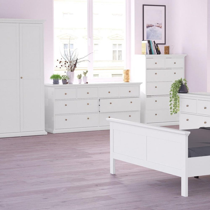 FTG Chest Of Drawers Paris Chest of 8 Drawers in White Bed Kings