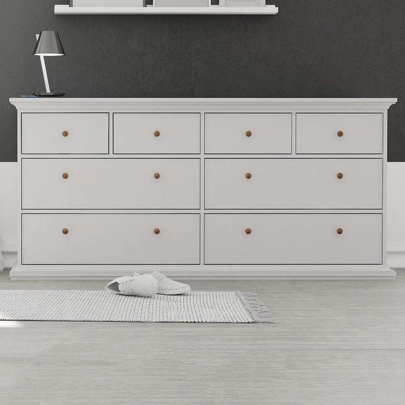 FTG Chest Of Drawers Paris Chest of 8 Drawers in White Bed Kings