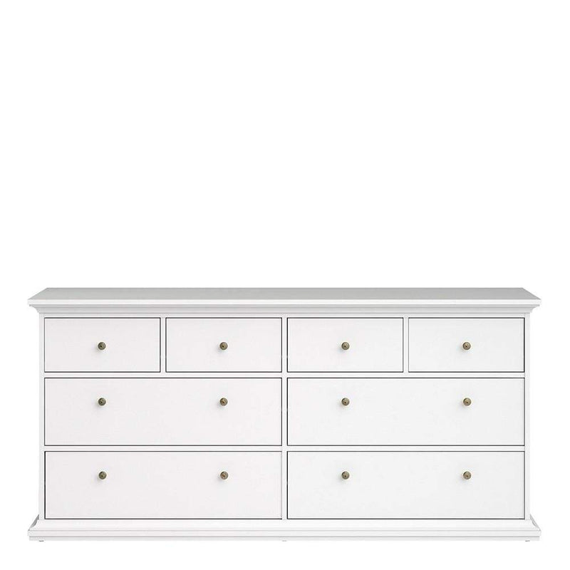 FTG Chest Of Drawers Paris Chest of 8 Drawers in White Bed Kings
