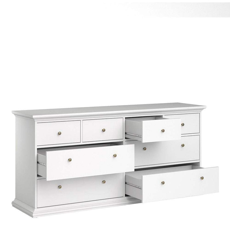 FTG Chest Of Drawers Paris Chest of 8 Drawers in White Bed Kings