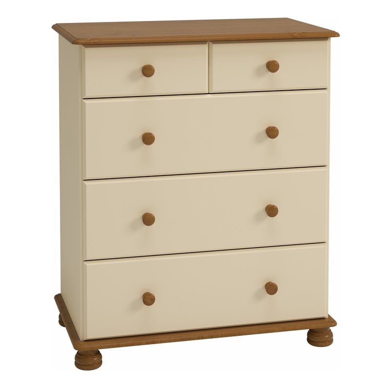 FTG Chest Of Drawers Richmond 2+3 Deep Chest Cream/Pine Bed Kings