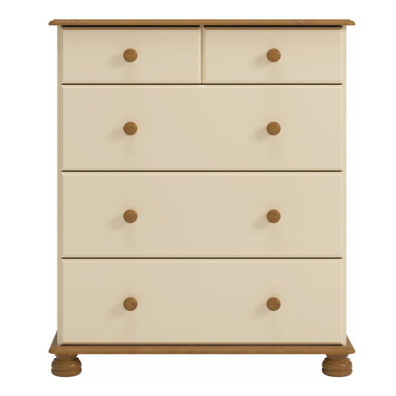 FTG Chest Of Drawers Richmond 2+3 Deep Chest Cream/Pine Bed Kings