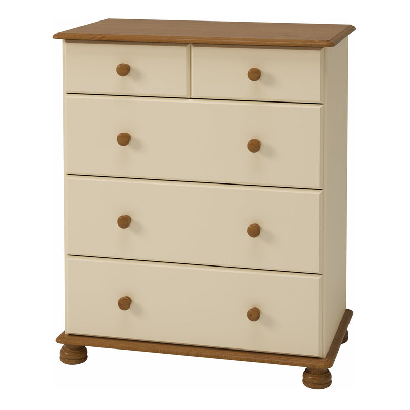 FTG Chest Of Drawers Richmond 2+3 Deep Chest Cream/Pine Bed Kings