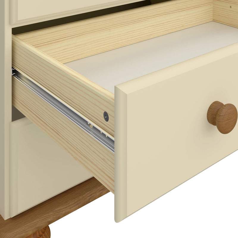 FTG Chest Of Drawers Richmond 5 Drawer Narrow Chest Cream & Pine Bed Kings