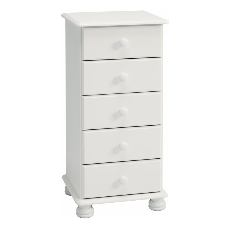 FTG Chest Of Drawers Richmond 5 Drawer Narrow Chest Off White Bed Kings