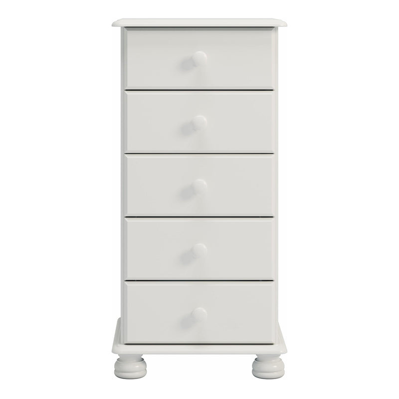 FTG Chest Of Drawers Richmond 5 Drawer Narrow Chest Off White Bed Kings