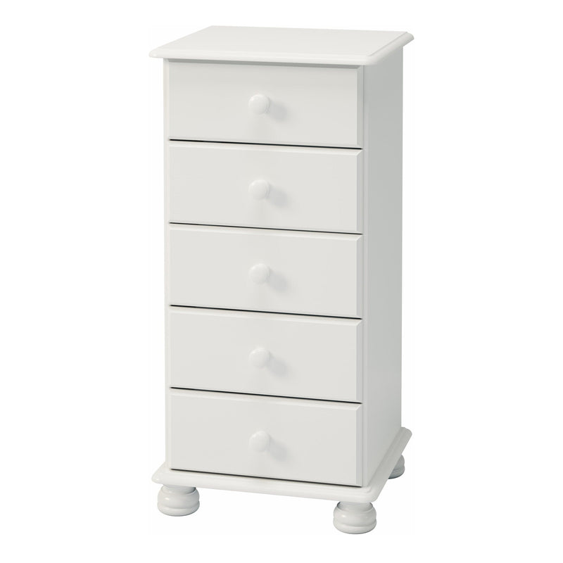 FTG Chest Of Drawers Richmond 5 Drawer Narrow Chest Off White Bed Kings