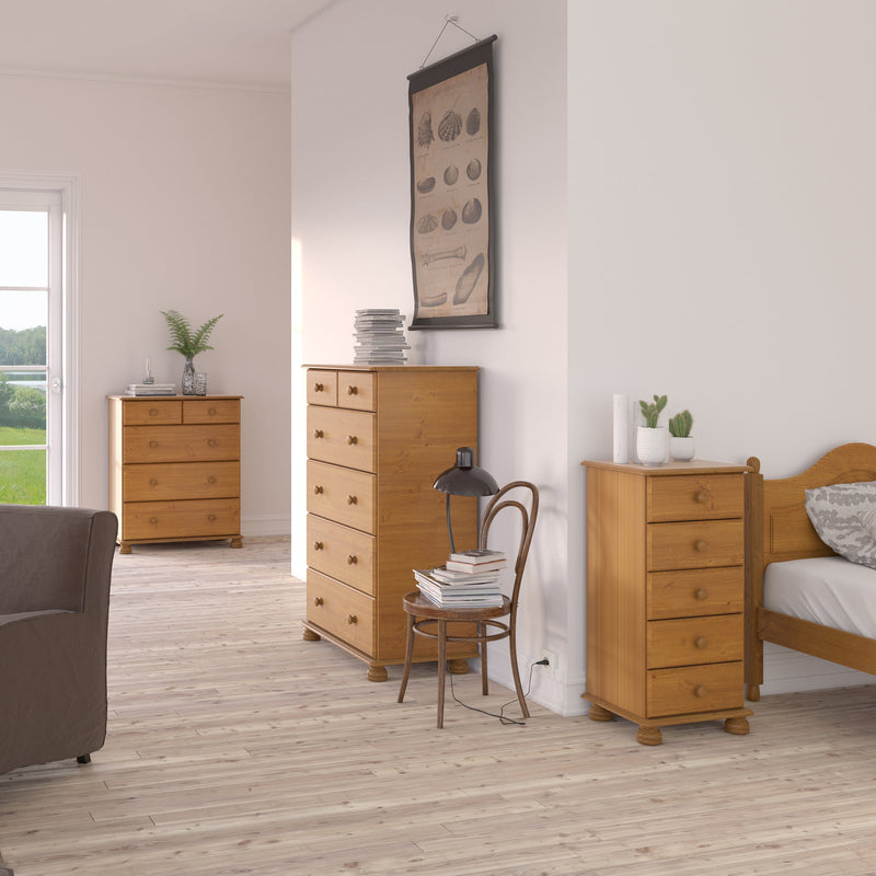 FTG Chest Of Drawers Richmond 5 Drawer Narrow Chest Pine Bed Kings