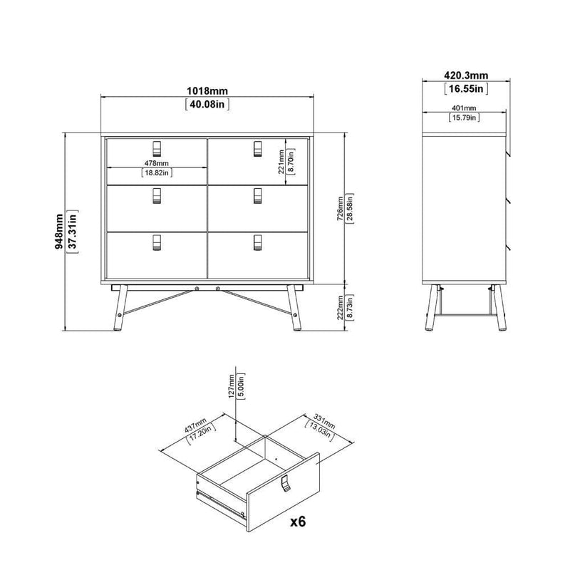 FTG Chest Of Drawers Ry Double Chest Of Drawers 6 Drawers In Matt White Bed Kings