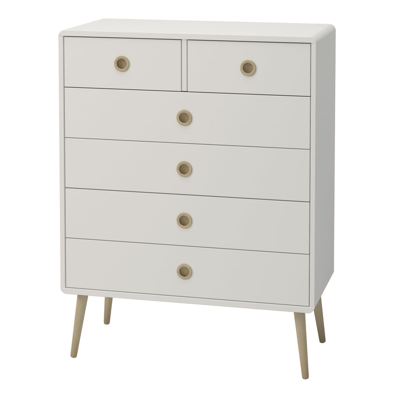 FTG Chest Of Drawers Softline 2 + 4 Chest Off White Bed Kings