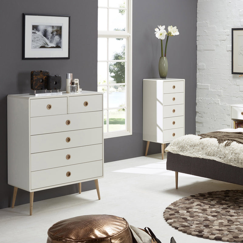 FTG Chest Of Drawers Softline 2 + 4 Chest Off White Bed Kings